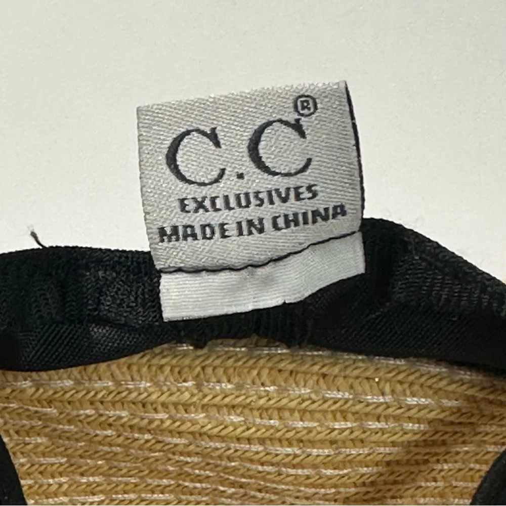 C.C Exclusives Stylish Tan Wide-Brim Hat colorful Tassel Accents Beach Vacation